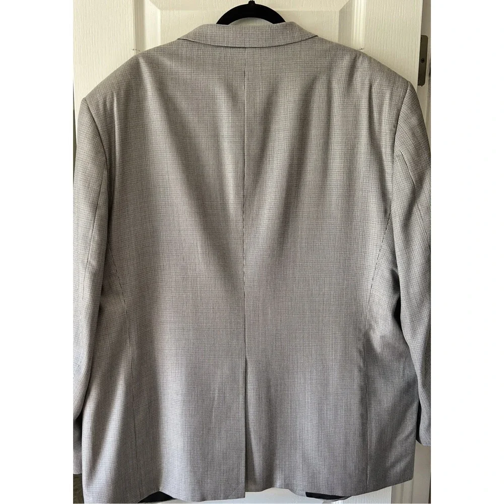 Stafford Men's Light Grey Micro Check Three Button Blazer Jacket Business Casual